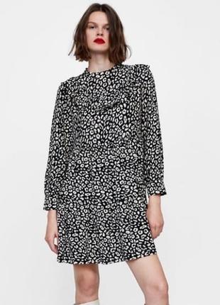 Сукня плаття zara леопадовий принт оверсайз
