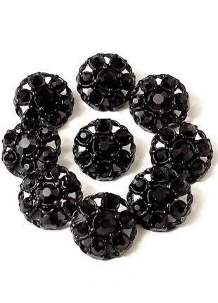 9 ґудзиків, старовинні ажурні ґудзики з чорним камінням, шикарні чорні ґудзики на ніжці3 фото