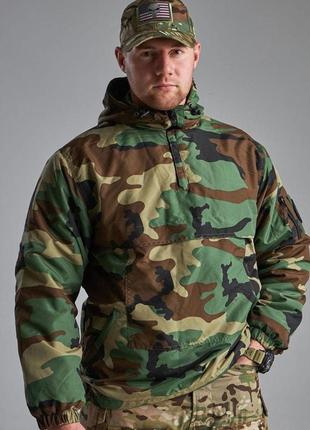 Зимняя мужская куртка mil-tec с капюшоном / утепленный анорак цвет британка размер s