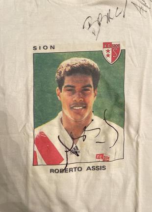Коллекционная футболка джерси с автографом игрока fc sion roberto assis ( брат роналдинго)4 фото