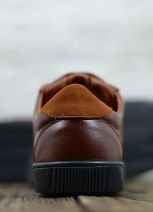 Мужские осенние кожаные кеды из натуральной кожи (коричневые), без предоплаты *6/1 чор/кор*8 фото