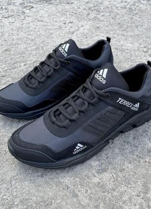 Спортивные кроссовки adidas cordura черные кожа нубук, черные мужские весна осень *а-1 сіра/кордура*6 фото