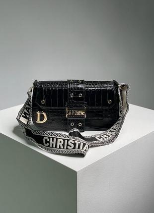 Сумка dior small camp bag black croco4 фото