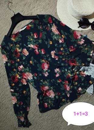 Гарний квітковий топ з об'ємними рукавами/блузка/блуза1 фото
