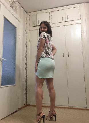 Бирюзовая юбка мини2 фото