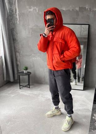 Теплая мужская зимняя куртка красная &lt;unk&gt; спортивные куртки мужские3 фото