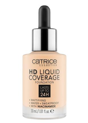 Тональний крем тональна основа catrice hd liquid coverage foundation 030 sand beige