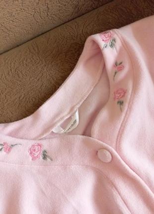 Плюшевая теплая кофта для дома сна  пижамная пижама розовая7 фото
