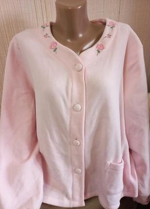 Плюшевая теплая кофта для дома сна  пижамная пижама розовая1 фото