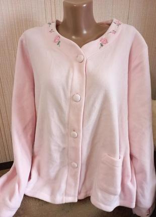 Плюшевая теплая кофта для дома сна  пижамная пижама розовая3 фото