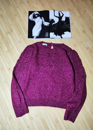 Promod 🍒бордовый меланжевый свитер, сверху ажурная вязка

11% альпака6 фото