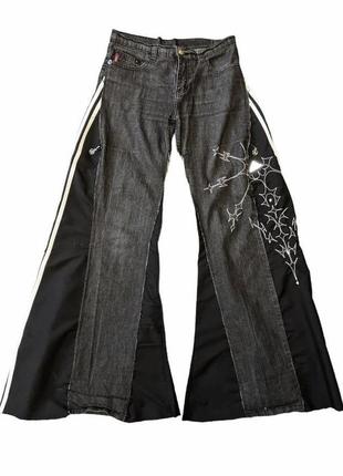Wide black pants jeans adidas