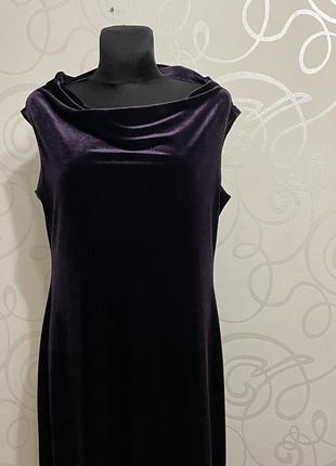 Вечернее велюровое платье 18 размер7 фото