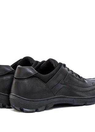Мужские кожаные осенние весенние кроссовки sport style черные из натуральной кожи на осень *sp*10 фото