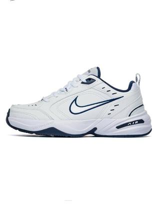 Кросівки жіночі / чоловічі білі / сині з шкіри nike air monarch white