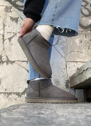 Женские угги ugg classic ultra mini grey / smb