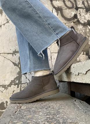 Женские угги ugg classic ultra mini grey / smb5 фото