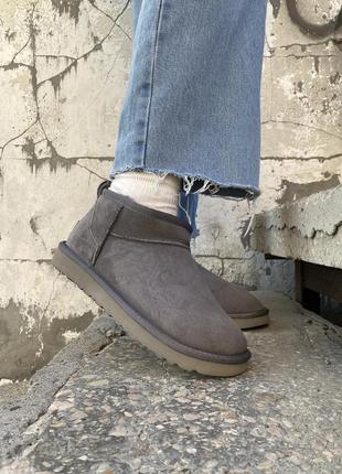 Женские угги ugg classic ultra mini grey / smb6 фото