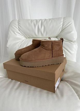 Угги угги угги угги ugg classic ultra mini platform chestnut