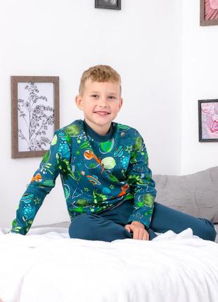 Пижама для мальчика теплая с начесом акула, пижама с динозаврами,пижама космос3 фото