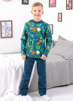 Пижама для мальчика теплая с начесом акула, пижама с динозаврами,пижама космос4 фото