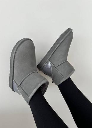 Угги ugg mini cool grey lacquer6 фото