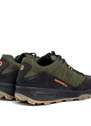 Осенние мужские кожаные кроссовки merrell (мерелл) цвета хаки удобные из натуральной кожи на осень *м-05х*9 фото