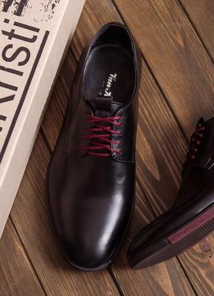 Мужские кожаные туфли vankristi классические черные стильные из натуральной кожи, без предоплаты *vk 500 кожа*4 фото
