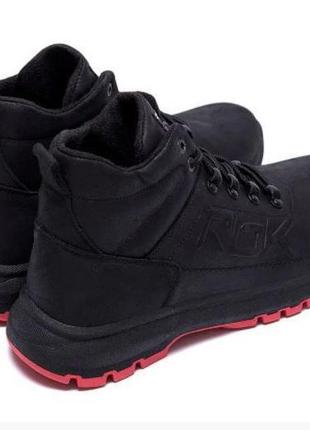 Ботинки зимние кожаные reebok мужские на меху, черные спортивные ботинки натуральная кожа *m.1 r ч бот*8 фото