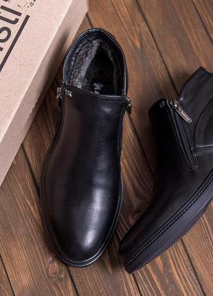 Класичні черевики чоловічі зимові шкіряні, теплі повсякденні черевики чоловічі на хутрі *vk 155 бот*5 фото