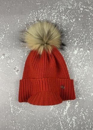 Bogner вязаная шапка рз шерсти с помпоном шерсть енота