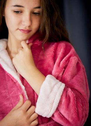 Халат дитячий теплий для дівчинки. зимові махрові халати для дітей і підлітків.3 фото