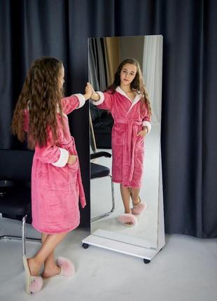 Халат дитячий теплий для дівчинки. зимові махрові халати для дітей і підлітків.8 фото