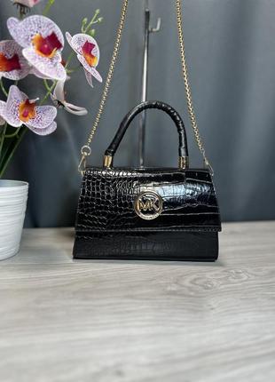 Сумка маленькая черная женская michael kors клатч крокко сумка майкл корс кросс-боди1 фото