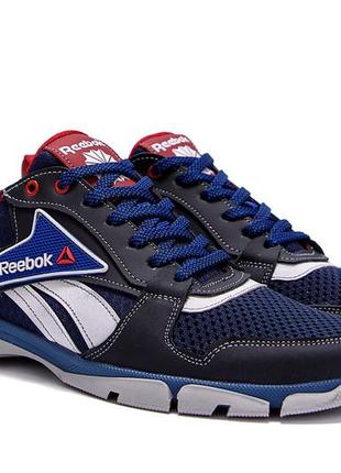 Мужские летние кроссовки сетка reebok синие повседневные на лето *c 211 blue*8 фото