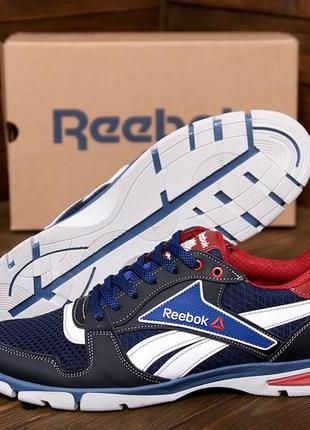 Мужские летние кроссовки сетка reebok синие повседневные на лето *c 211 blue*4 фото