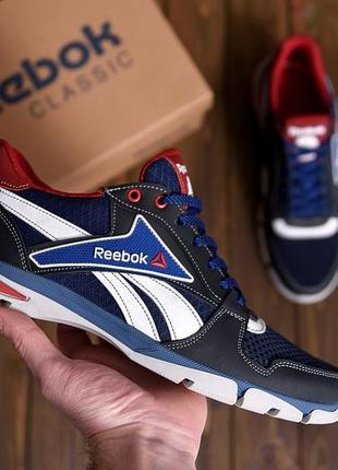 Мужские летние кроссовки сетка reebok синие повседневные на лето *c 211 blue*2 фото