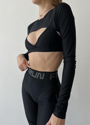 Укорочений рашгард fitrun: bolero "total black"