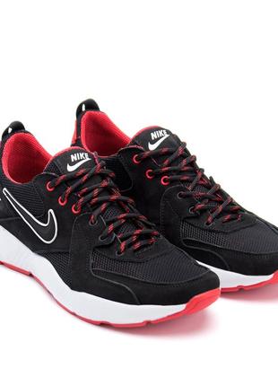 Чоловічі кросівки літні сітка nike black red на літо8 фото