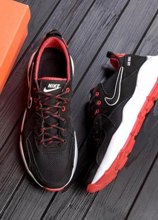 Чоловічі кросівки літні сітка nike black red на літо5 фото