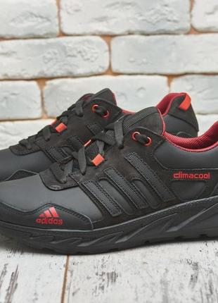 Осінні чоловічі шкіряні кросівки adidas (адідас) чорні повсякденні з натуральної шкіри на осінь5 фото