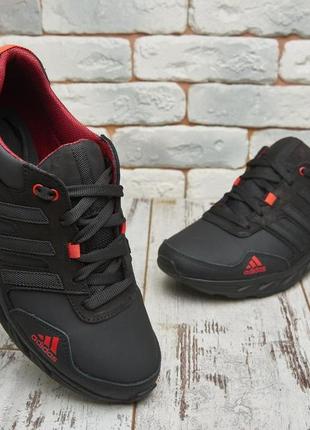 Осінні чоловічі шкіряні кросівки adidas (адідас) чорні повсякденні з натуральної шкіри на осінь6 фото