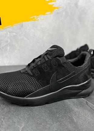 Спортивні літні кросівки nike сіточка з тканинним верхом, взуття чоловіче текстиль на літо *n23 чорний*