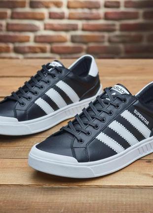 Кеды мужские adidas superstar черные спортивные осенние, молодежные кроссовки адидас весна осень *м-144 ч/б*6 фото