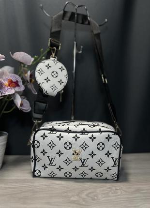 Сумка біла жіноча louis vuitton 2в1 клатч сумка луї вітон крос-боді1 фото