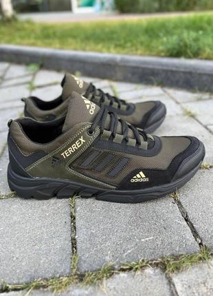 Спортивные кроссовки adidas cordura кожа нубук, мужские кроссовки весна осень *а-1 хакі/кордура*7 фото