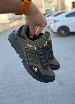 Спортивные кроссовки adidas cordura кожа нубук, мужские кроссовки весна осень *а-1 хакі/кордура*8 фото