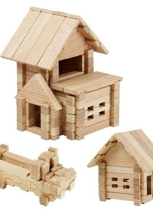 Деревянный конструктор домик с гаражом igroteco 75 деталей, 900118