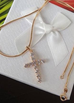 Подвеска xuping цепочка+крестик в стиле тиффани медицинский сплав позолота родиной