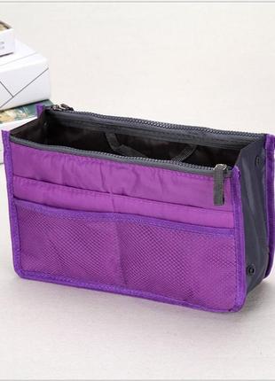 Косметичка -органайзер фиолетовая складная водопроницаемая 28х18х10см на молнии, сумка для косметики1 фото